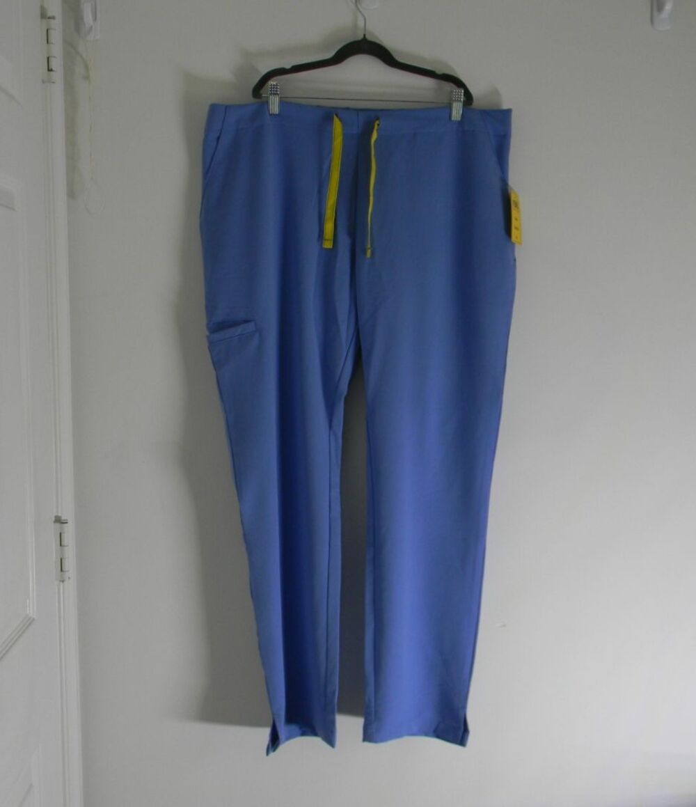 Revel Premium Stretch Sloan Ceil Blue Sz XL Pull-on Elastic Scrubs Pockets NWT